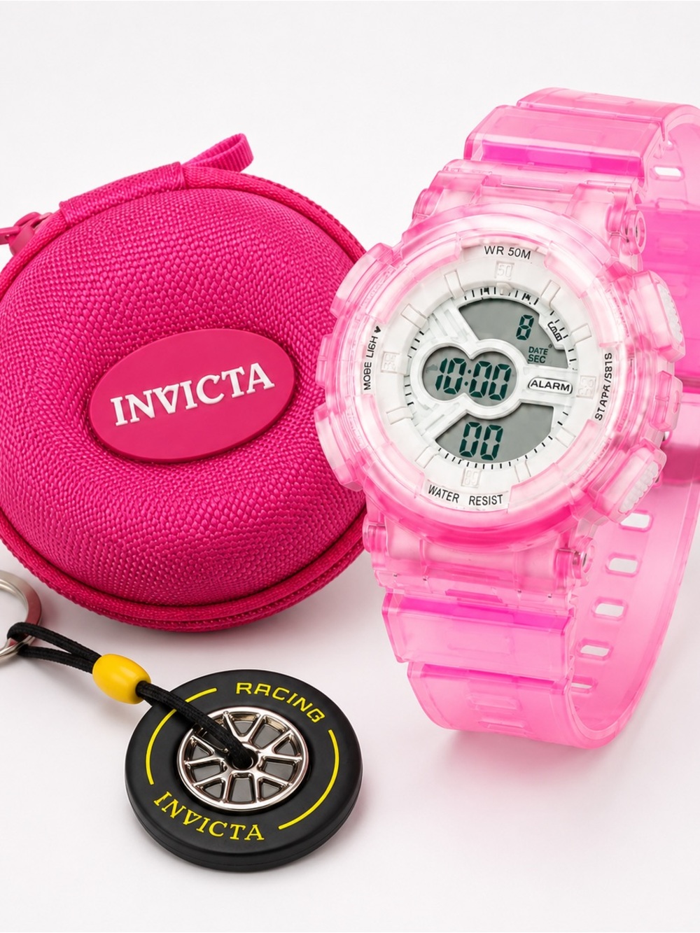 NEW Activa X Invicta Nitro Drift 43mm Pink Digital Watch Set ACW-GA-L-502